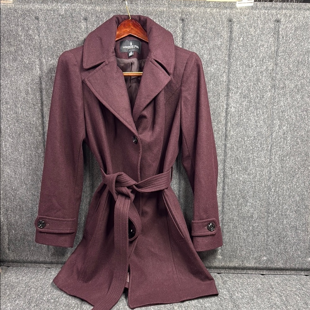 London Fog Purple Trench Coat with Belted Waist